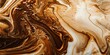 © AminaDesign - Close up abstract brown caramel shapes latte art in coffee. Liquid texture coffee background macro. Cappuccino and milk foam close up view. High quality photo