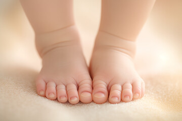 A heartwarming close-up photograph of a newborn baby's feet on a blanket