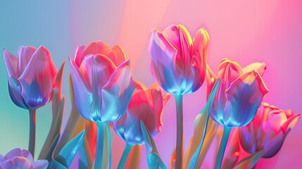 Wall Mural - Number eight features lovely tulips set against a colorful backdrop