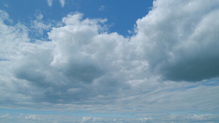 Wall Mural - Soft white clouds. Clouds form against a dark blue sky. Blue sky white clouds. Time lapse.