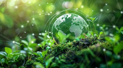Aufkleber - Global communication network concept. Environmental technology. Sustainable development goals. SDGs.