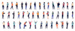 Casual vector people collection - Large set of diverse characters, men and women standing in various poses. Flat design side view vector illustrations on white background