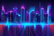 © Inna - Retro 80s sci-fi background city landscape - futuristic neon retro wave design for vintage futurism