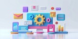 Fototapeta  - Colorful 3d digital marketing concept illustration