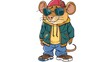   A cartoon rat in sunglasses and a hooded jacket stands before a white backdrop