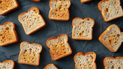 Wall Mural -  Bread slices on black counter, with holes