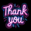 © TiA - The inscription 'thank you'. Bright neon sticker on a black background