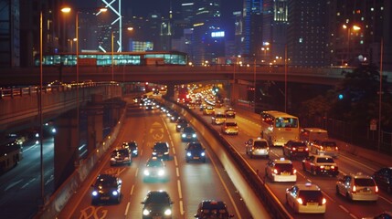Aufkleber - traffic in Hong Kong at night