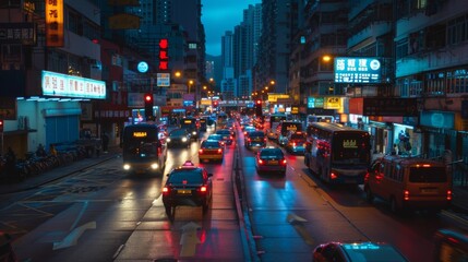 Aufkleber - traffic in Hong Kong at night