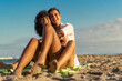 Joyful Young Couple Embracing on Beach - Summer Love