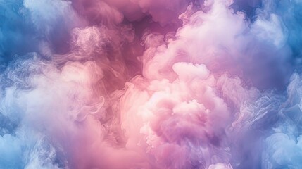 Wall Mural - a heart-shaped cloud of smoke in shades of pink and blue against a backdrop of blue, pink, and white