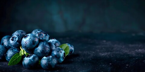 Wall Mural - Close-up of Blueberry on Black Background