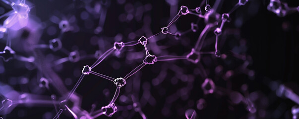 Ultraviolet black background with intricate molecular technology polygonal structures forming a detailed, high-tech network, glowing subtly.