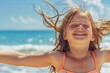 carefree beach bliss summertime radiance joyful vacation portrait