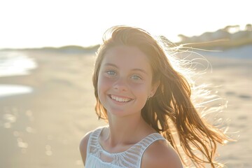 carefree beach bliss summertime radiance joyful vacation portrait