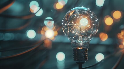 Canvas Print -   Light bulb atop table, adjacent to wire and other light bulb