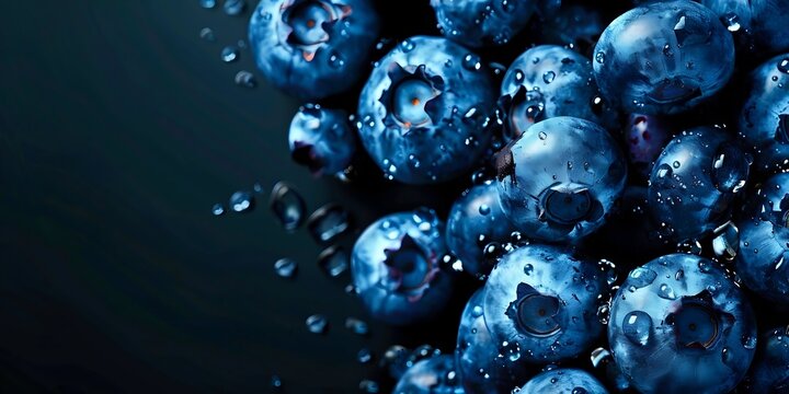 Close-up of Blueberry on Black Background