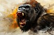 majestic gorilla roaring with powerful intensity digital painting