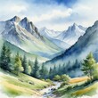 Mountain landscape. Watercolor