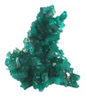 Dioptase emerald green copper cyclosilicate mineral stone isolated on white background. Mineralogy stones gem concept.