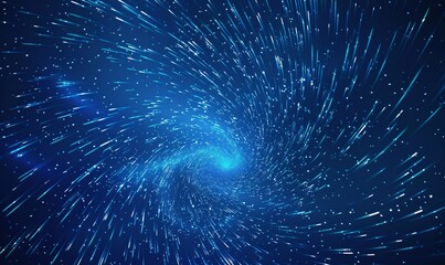 Blue starry sky background with light speed lines