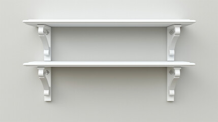 A white shelf with two shelves and no items on it