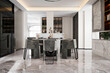 3d render of luxury home living and dining room