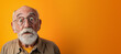 Funny looking senior man, with surprised expression. Studio photo banner copy space at side. Generative AI	
