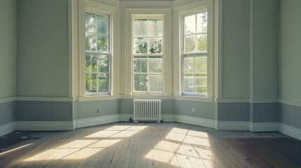 Wall Mural - Empty room with bay window and radiator
