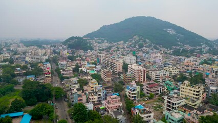 Wall Mural - Aerial view of Vijayawada city, is a second largest city in the state of Andhra Pradesh in India.