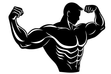 man biceps line art silhouette illustration