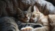 Adorable images of house cats cuddling with their owners or fellow pets, conveying warmth and companionship.