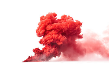 Wall Mural - Red color bomb explosion on transparent background.