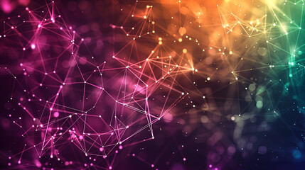 Wall Mural - Abstract digital web with a gradient of random colors, depicting a futuristic network of connectivity.