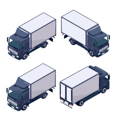 A collection of isometric delivery vehicles