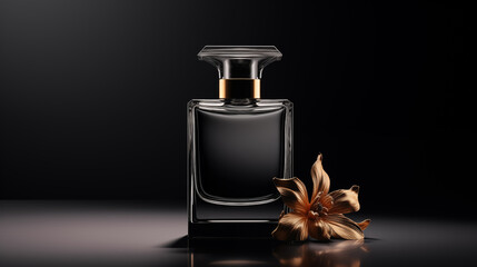 Poster - perfume bottle mockup on black