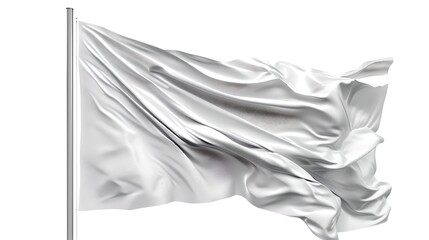 Wall Mural - elegant white flag fluttering in the breeze, blank banner for your design, simple and modern style. 
