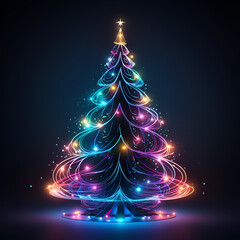 Poster - Abstract colorful Christmas tree.Merry Christmas and Happy New Year