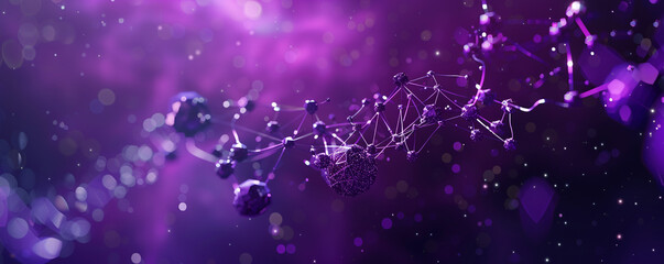Wall Mural - Deep space purple with abstract futuristic minimal molecules sophisticated small polygonal shapes weaving through the cosmic background.