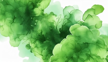 Wall Mural - green watercolor on transparent