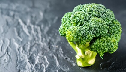 Wall Mural - macro photo green fresh vegetable broccoli fresh green broccoli on a black stone table broccoli vegetable is full of vitamin vegetables for diet and healthy eating organic food