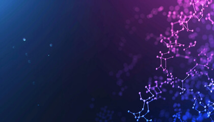 Wall Mural - Gradient from dark blue to purple with tiny polygonal molecular structures showcasing sophisticated molecular science in a sleek, minimalist design.