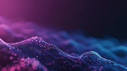 Wall Mural - Gradient purple to deep blue with minimal molecular mesh Tiny, sharp-edged polygons gradually transitioning, symbolizing technological evolution.