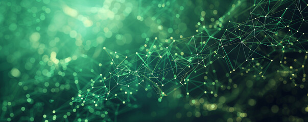 Wall Mural - Neon green and black gradient background with an intricate network of lines and nodes, reflecting AI neural networks.