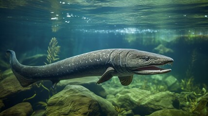 African lungfish lobe swimming underwater picture