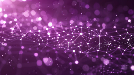 Wall Mural - Starry purple background with glowing tiny molecular technology network small polygons connected in a pattern resembling a constellation, symbolizing connectivity and innovation.