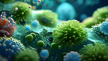 3D bacteria texture background, science