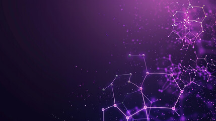 Wall Mural - Twilight gradient with neon tiny molecular networks a smooth transition from purple to black with glowing small polygonal forms illustrating advanced technology.