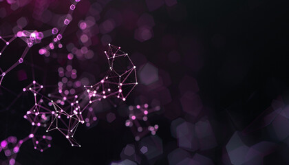 Wall Mural - Ultraviolet black background with intricate tiny molecular technology small polygonal structures forming a detailed, high-tech network, glowing subtly.