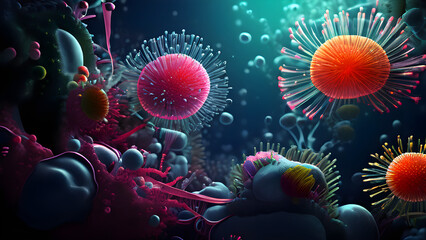 3D bacteria texture background, science